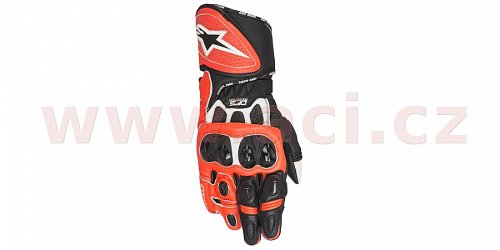 rukavice GP PLUS R, ALPINESTARS - Itálie (červené fluo/bílé/černé)